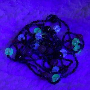 Long Layering Seed Beaded Glass Colorful Necklace IT GLOWS!